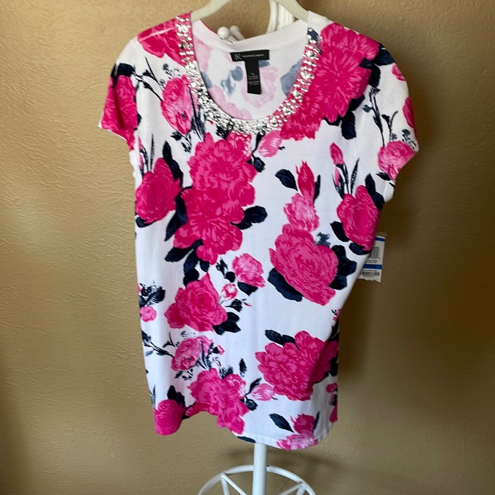 International concepts pink floral shirt